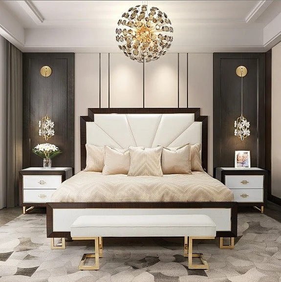 AICO Belmont Place 2pc Upholstered Panel Bedroom Set in Espresso