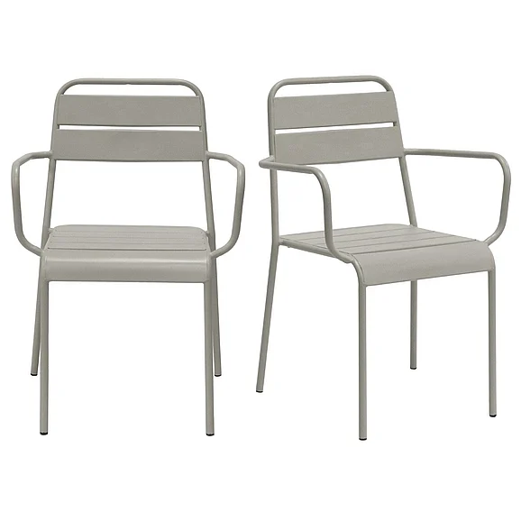 Euro Style Rosco Stackable Outdoor Armchair in Oyster Gray 90865-OYSGRY (Set of 2)