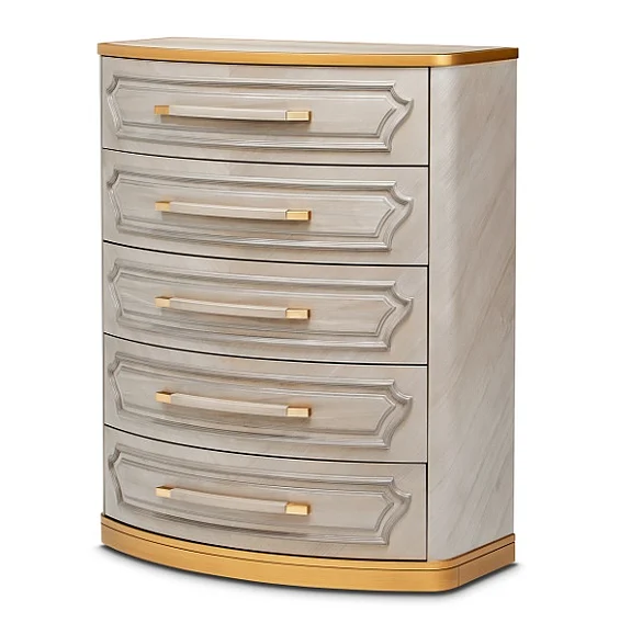 AICO Furniture St.Charles 5 Drawer Highboy Chest in Dove Gray 9088070SA-803