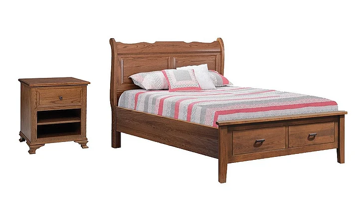 Troyer Ridge Berkshire 2pc Bedroom Set w/Footboard Storage (2 Drawer) in Oak