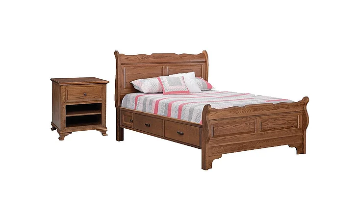 Troyer Ridge Berkshire 2pc Bedroom Set w/Side Storage (4 Drawer, 2 Door) in Oak