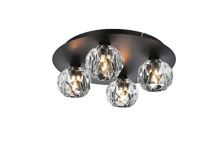 Elegant Graham 4 Light Ceiling Lamp in Black 3509F14BK