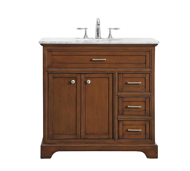Elegant 36 In. Single Bathroom Vanity Set in Teak VF15036TK