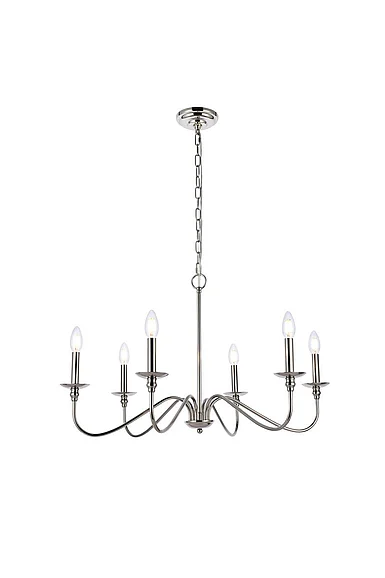 Elegant Rohan 30 In. Chandelier in Polished Nickel LD5056D30PN
