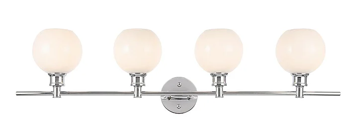 Elegant Collier 4 Light Chrome and Frosted White Glass Wall Sconce LD2323C