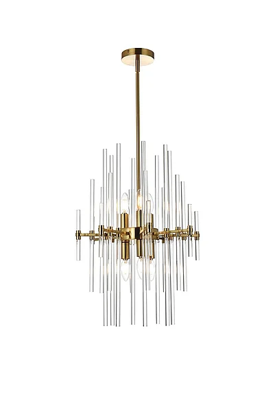 Elegant Sienna 17 In. Crystal Rod Pendant in Gold 2502D17SG