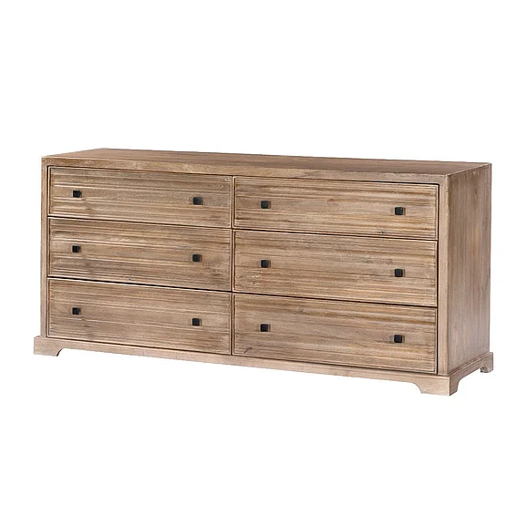 Moti Furniture Camden 6-Drawer Dresser in Rustic Light Brown 91016001