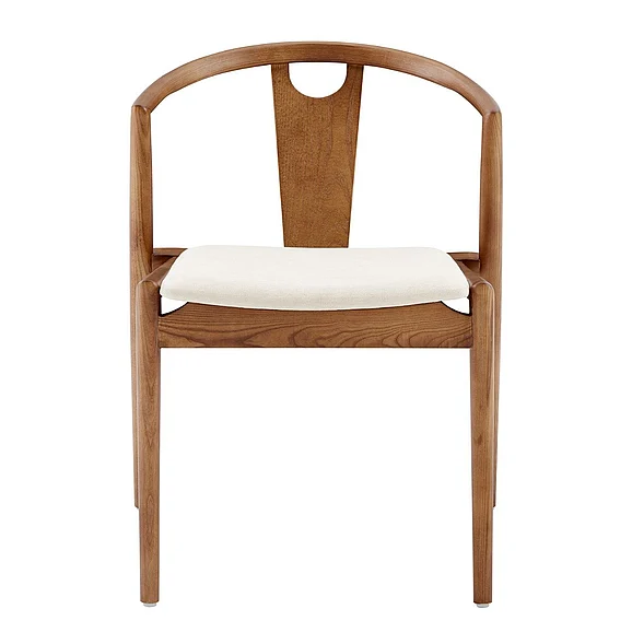 Euro Style Blanche Side Chair with Natural Fabric Seat and Walnut Stained Frame 91017-NAT (Set of1)