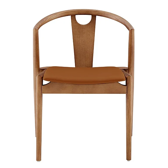 Euro Style Blanche Side Chair with Dark Tan Leatherette Seat and Walnut Stained Frame 91017-TAN (Set of 1)