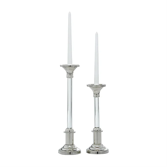 UMA Silver Aluminum Metal Decorative Candle Holder, Set of 2 12, 16H | 91017 CLOSEOUT