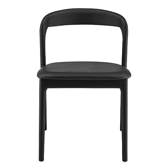 Euro Style Estelle Side Chair with Black Leatherette Seat and Black Wood Frame 91020-BLK