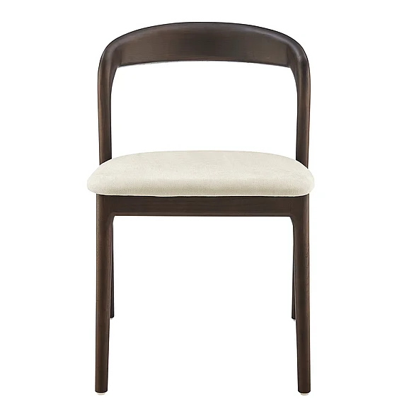 Euro Style Estelle Side Chair with Natural Fabric Seat and Dark Walnut Frame 91020-NAT