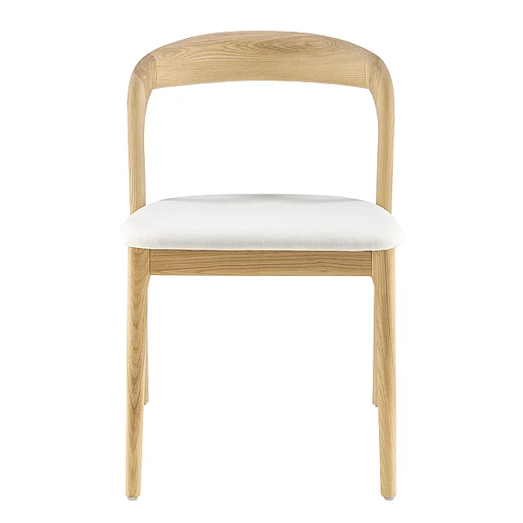 Euro Style Estelle Side Chair with White Fabric Seat and Natural Ash Wood Frame 91020-WHT