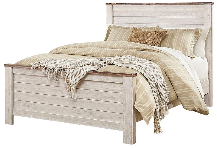 Willowton Queen Panel Bed in White Wash FedEx/UPS