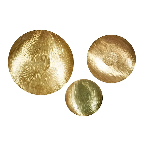 UMA Gold Metal Plate Large Metallic Disk Home Wall Decor, (Set of 3) 37, 27, 21H | 91029