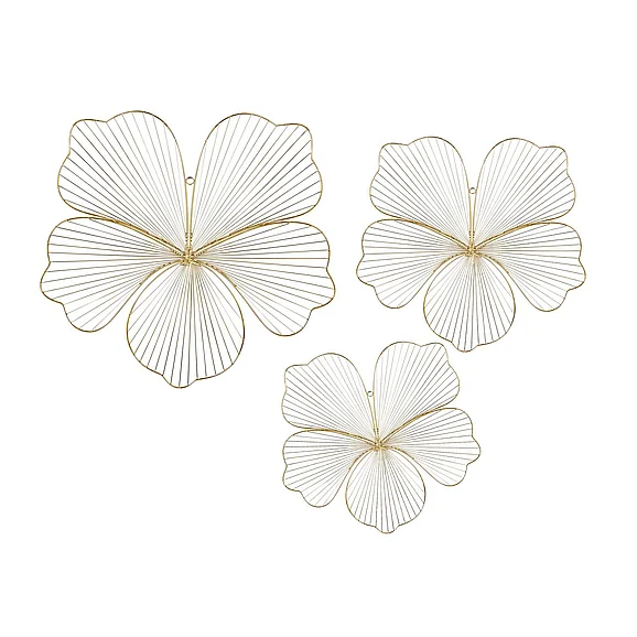 UMA CosmoLiving by Cosmopolitan Gold Metal Floral Home Wall Decor, Set of 3 19, 21, 26H | 91031
