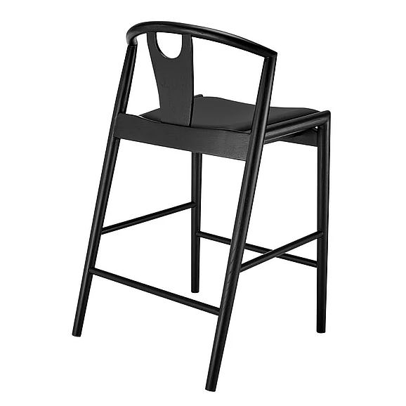 Euro Style Blanche Counter Stool with Black Leatherette Seat and Black Frame 91036-BLK (Set of 1)
