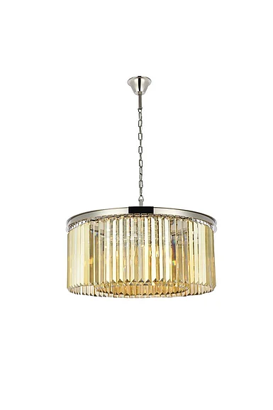 Elegant Sydney 8 Light Polished Nickel Chandelier Golden Teak (Smoky) Royal Cut Crystal 1238D31PN-GT/RC