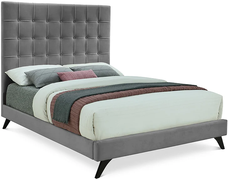 Meridian Elly Velvet King Bed in Grey Velvet EllyGrey-K