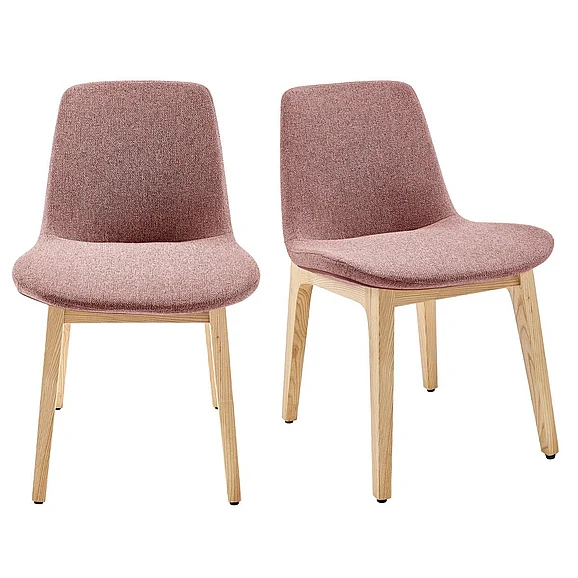 Euro Style Clara Side Chair in Rose Red Fabric and Natural Ash Legs 91066-DKRED (Set of 2)