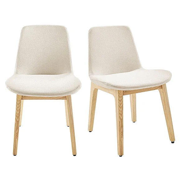 Euro Style Clara Side Chair in Off-White Fabric and Natural Ash Legs 91066-OFFWHT (Set of 2)