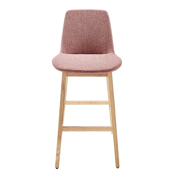 Clara Bar Stool in Rose Red Fabric and Natural Ash Base 91068-DKRED (Set of 1)