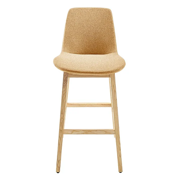 Euro style Clara Bar Stool in Mustard Yellow Fabric and Natural Ash Base 91068-MUS (Set of 1)