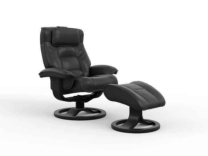 Fjords Mustang R Large Recliner with Footstool - Manual in NL Black 911502-101-004 CUSTOM ITEM
