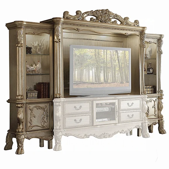 ACME Dresden Entertainment Center in Gold Patina and Bone 91330