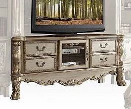 Acme Dresden TV Console in Gold Patina 91333