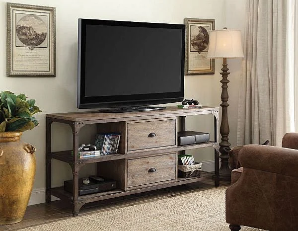Acme Furniture Gorden TV Stand in Weathered Oak & Antique Nickel 91504