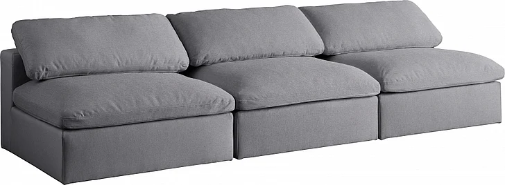 Meridian Serene Linen Textured Fabric Deluxe Comfort Modular Armless Sofa in Grey Linen Textured Fabric 601Grey-S117