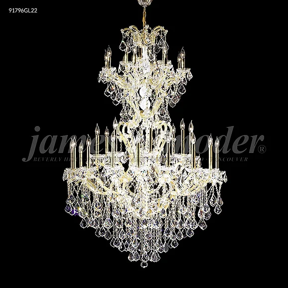 James R. Moder Maria Theresa Grand Collection Crystal Chandelier in Gold Lustre 91796GL22