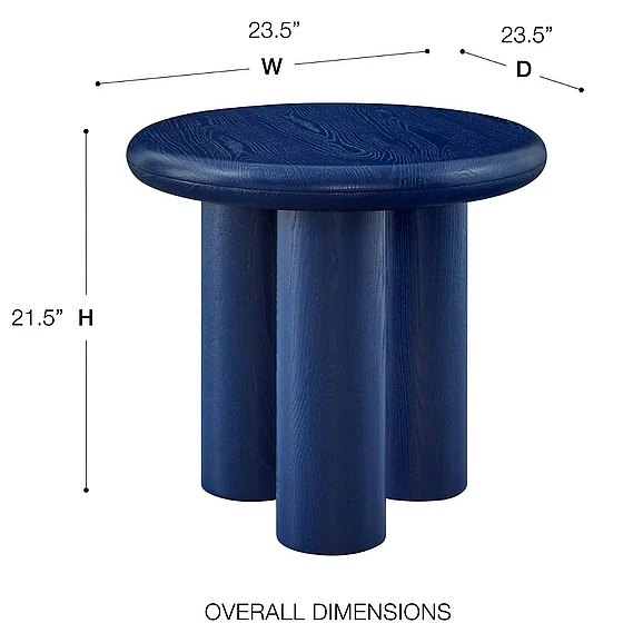 Euro Style Gunda 24" Round Side Table in Deep Blue 91815BLU-KIT