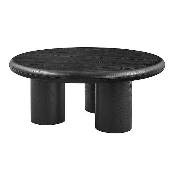 Euro Style Gunda 36" Round Coffee Table in Black 91816BLK-KIT