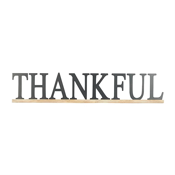 UMA Black Wood Sign Thankful Wall Decor, 48" x 1" x 10" | 91833 CLOSEOUT