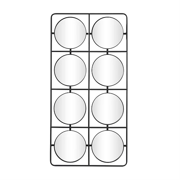 UMA Black Metal Wall Mirror with Grid Frame, 24" x 3" x 47" | 91955 CLOSEOUT