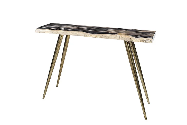 UMA Brown Petrified Stone Handmade Console Table, 47" x 17" x 31" | 91961 CLOSEOUT