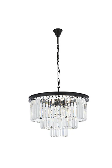 Elegant Sydney 9 Light Matte Black Chandelier Clear Royal Cut Crystal 1231D26MB/RC
