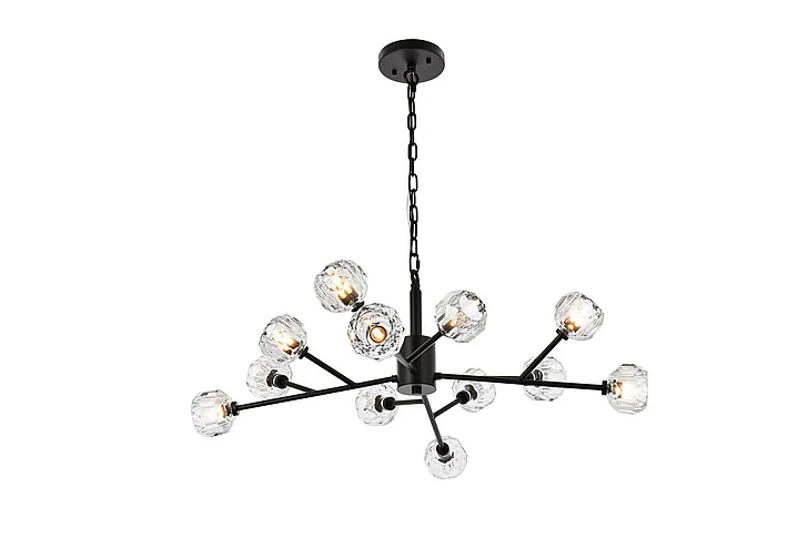 Elegant Graham 12 Light Pendant in Black 3509D35BK
