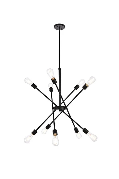 Elegant Axel 10 Lights Black Pendant with Hanging Rod LD8003D28BLA