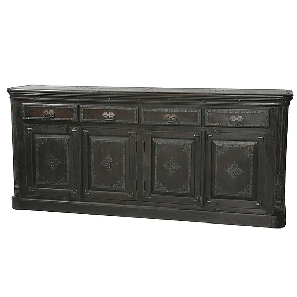 Moti Furniture Wilbur 4 Drawer, 4 Door Pillar Sideboard in Acacia