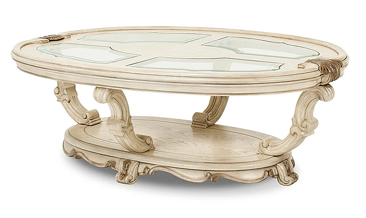 Aico Platine de Royale Oval Cocktail Table in Champagne 09201-201