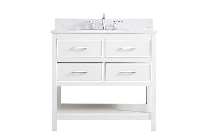 Elegant 36 In. Single Bathroom Vanity in White with Backsplash VF19036WH-BS