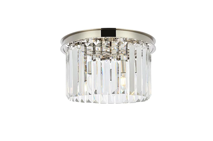 Elegant Sydney 3 Light Polished Nickel Flush Mount Clear Royal Cut Crystal 1238F16PN/RC