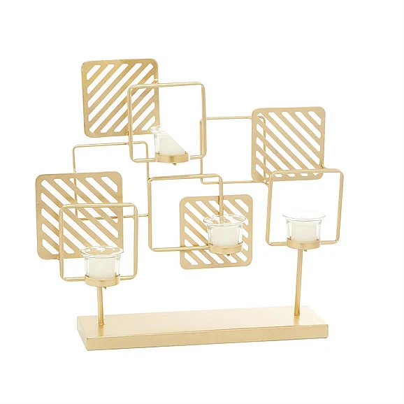 UMA Gold Metal Contemporary Candelabra, 16" x 18" x 5" | 92184 CLOSEOUT