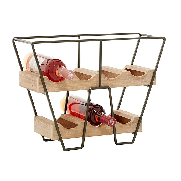 UMA Brown Wooden Wine Rack, 19" x 7" x 14" | 92192 CLOSEOUT
