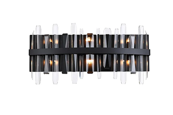 Elegant Serena 24 In. Crystal Bath Sconce in Black 2200W24BK