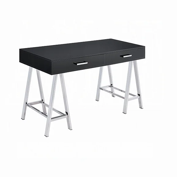 ACME Coleen Writing Desk in Black High Gloss and Chrome 92227