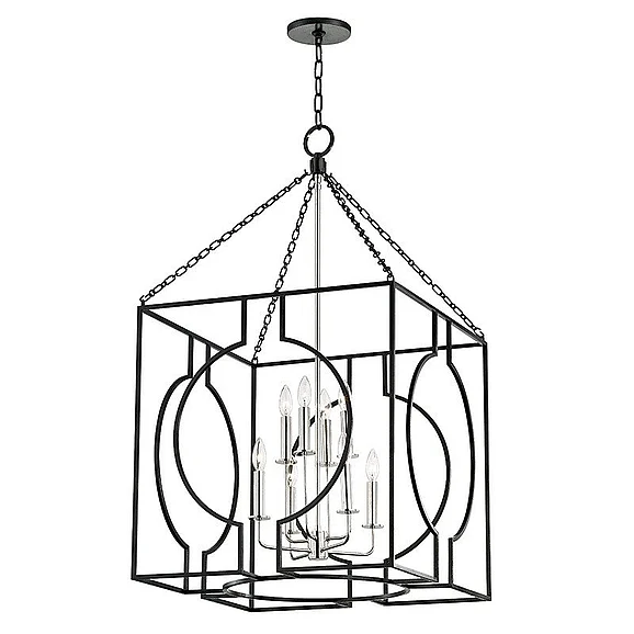 Hudson Valley Lighting Octavio Lantern in Aged Iron/Polished Nickel Combo 9224-AIPN